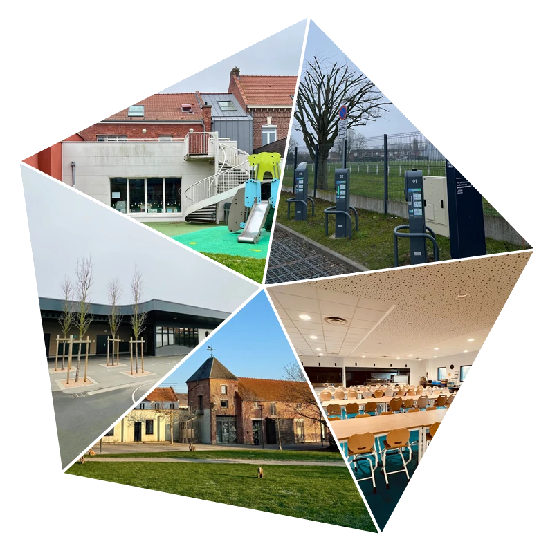 Aire de jeu - Bornes de charge - Cours d'école arborée - Restaurant scolaire - Parc de la distillerie